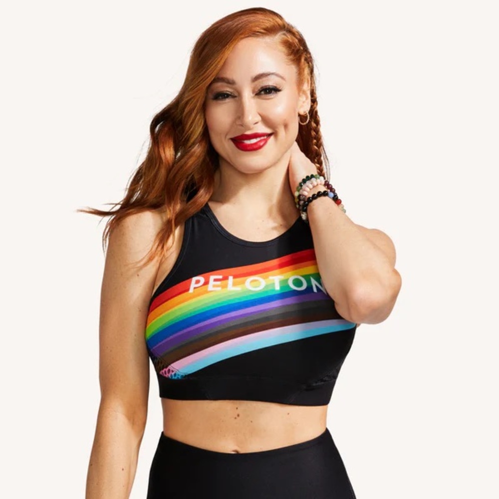 PELOTON PRIDE FLAG NOIR HIGH NECK SPORTS BRA